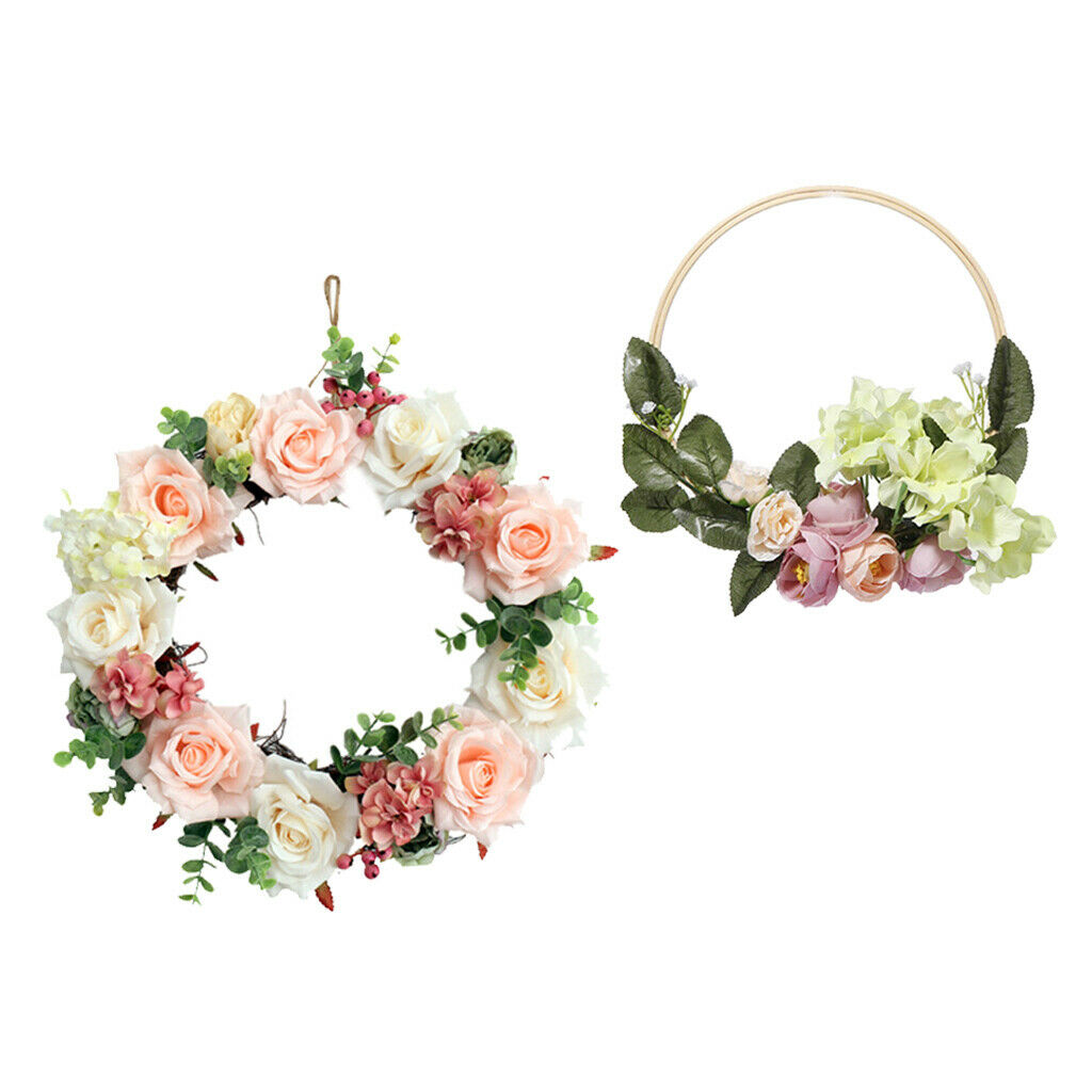 Pack of 2 Realistic Front Door Wreath Garland Garland Wedding 8''/15'' Pink
