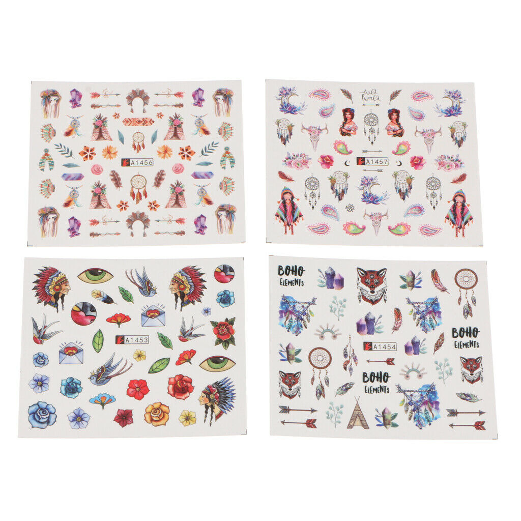 12 PCS Different Styles Pattern Flower Fruits DIY Nail Art Stickers Decals