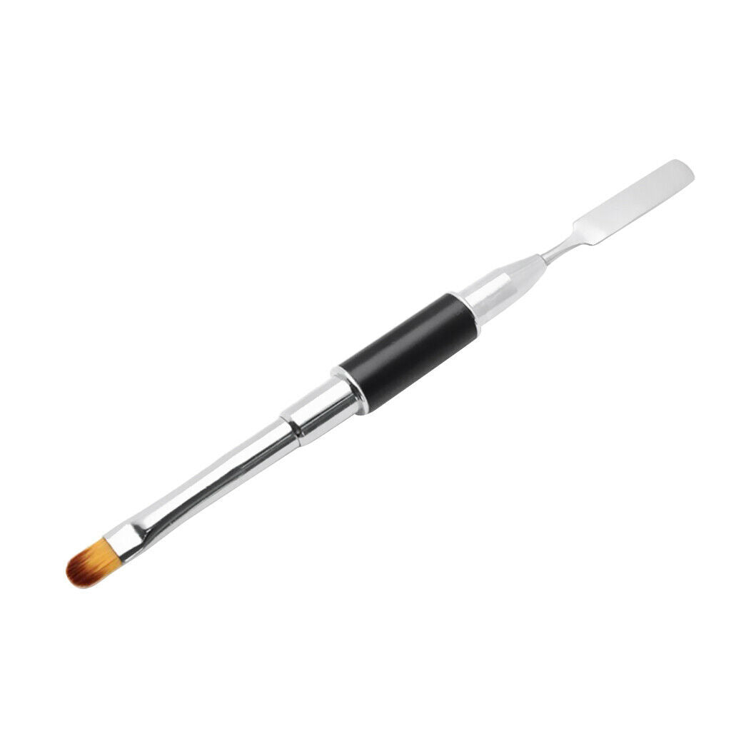 Double-sided Brush Gel Brush With Spatula For Nail Art Poly Acrylic Gel