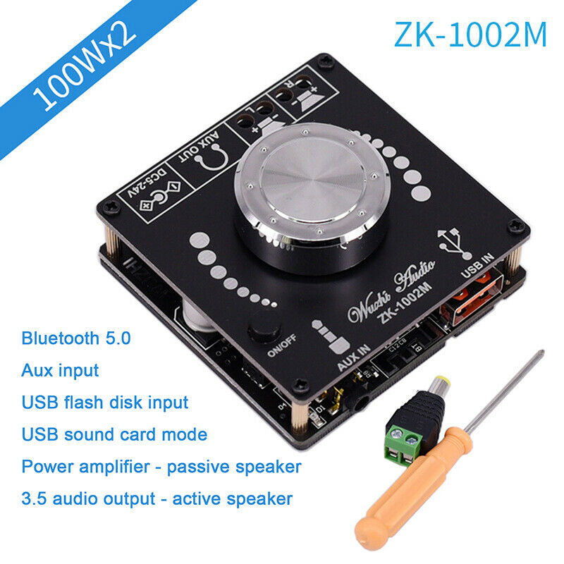 ZK-1002M 100W+100W Bluetooth 5.0 Power Audio Amplifier Board Stereo Amplifica SJ