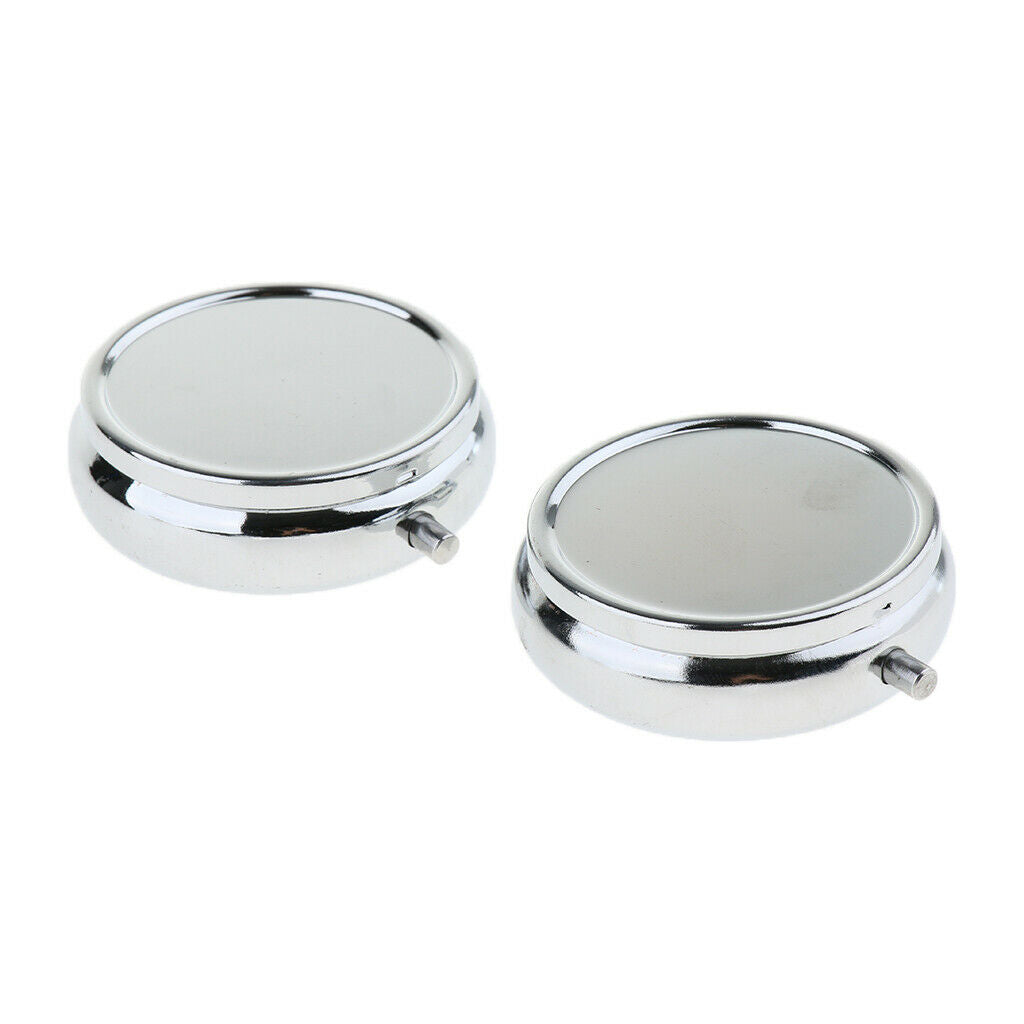 Set of 2 Compact Metal Pill Box Travel Medicine Case Storage Pocket 3 Slots