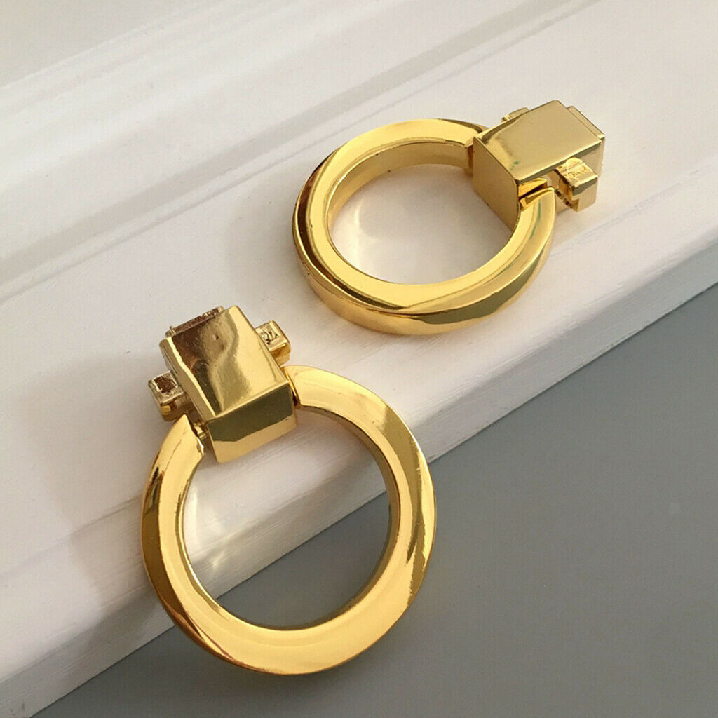 Bright Golden Color Cabinet Knob Round  Handle Furniture Hardware Metal