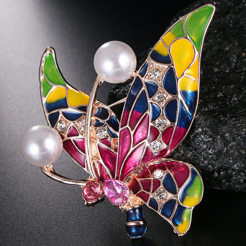 Animal Butterfly Crystal Enamel Brooch Pin Insect Lapel Pin Jewelry Women GA Rf