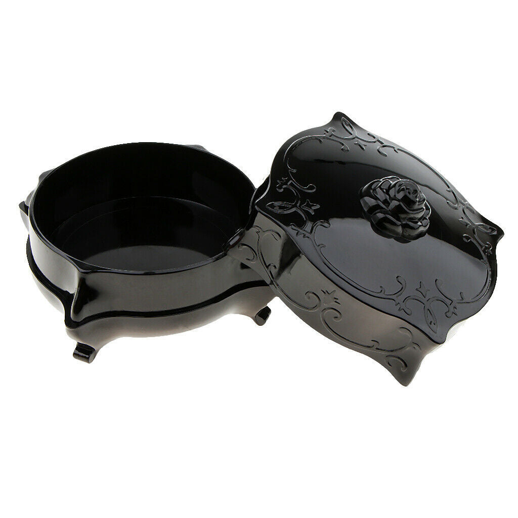 Empty Loose Face Powder Case Makeup Sponge Puff Jewelry Container Box Black