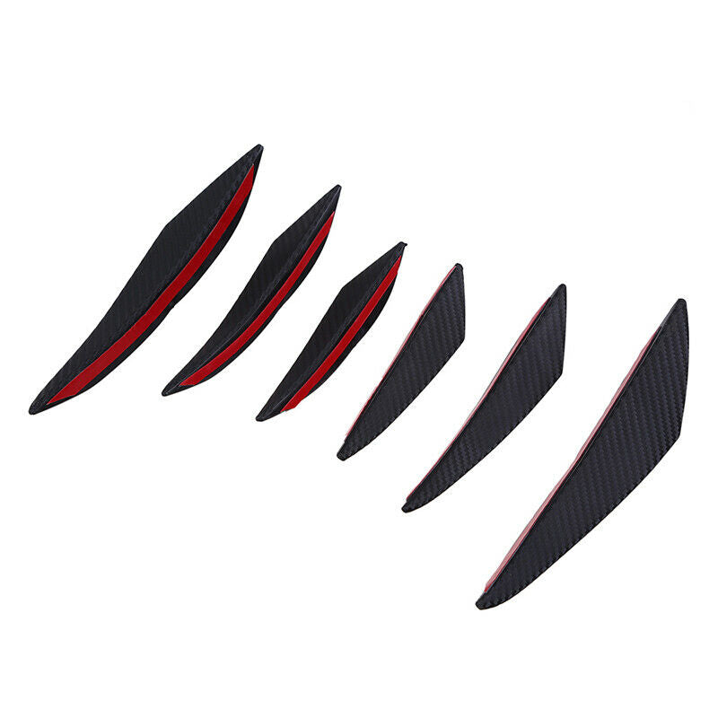 6X Universal Carbon Fiber Car Front Bumper Fins Diffuser Canards Splitter Lips