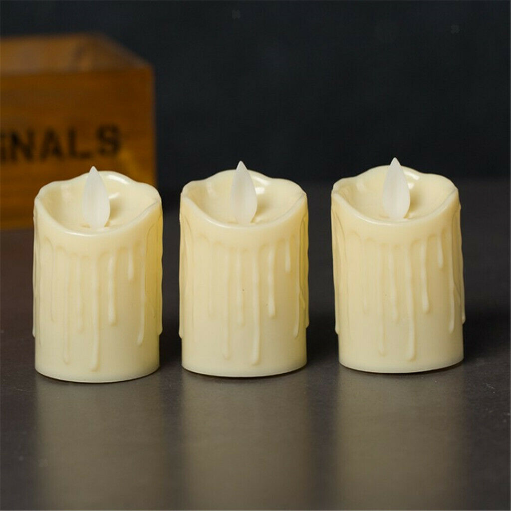 3x LED Electronic Candle Frameless Swing Battery Operated Christmas Decor