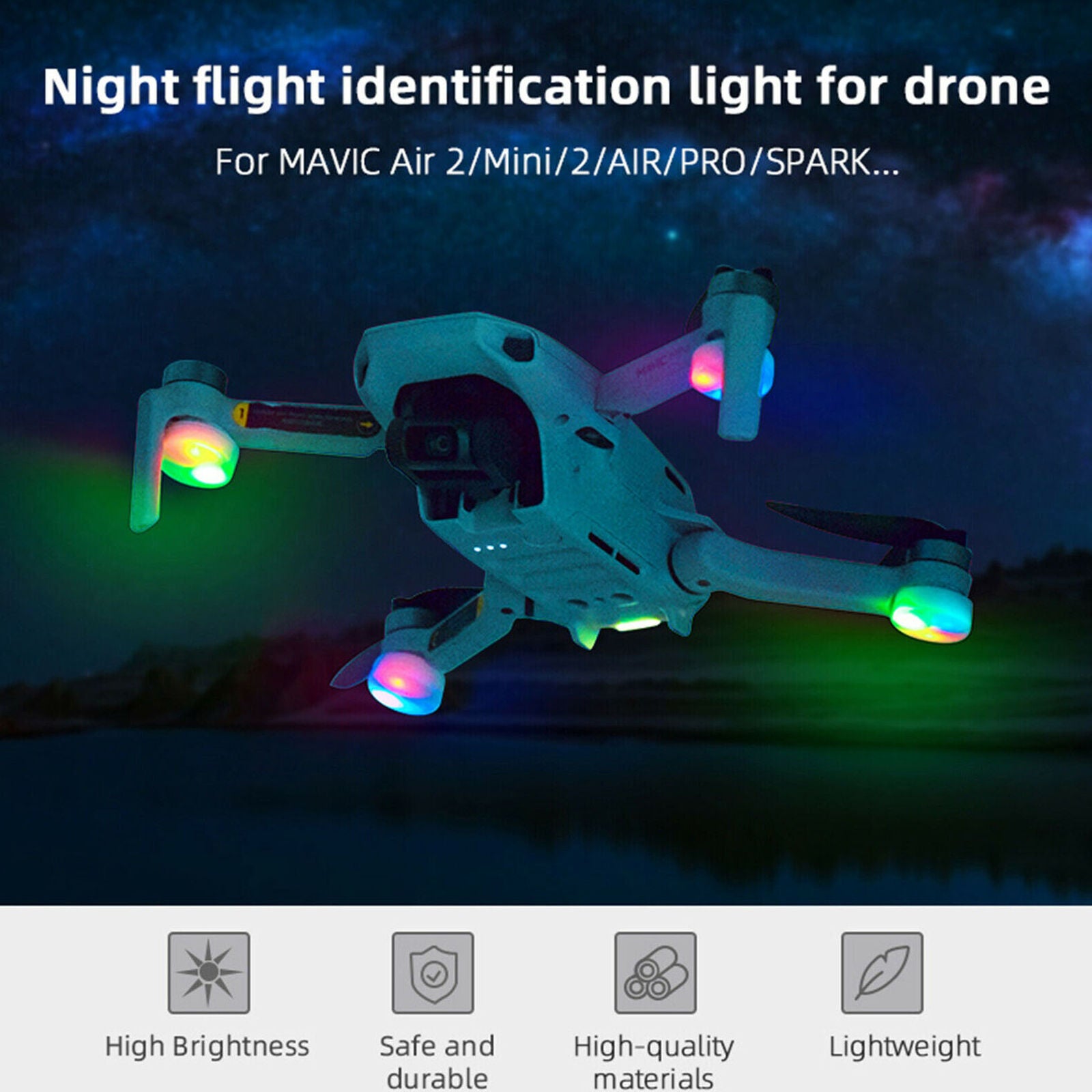 4PCS Night Flight LED Light Lamp Accessories For DJI Mavic Mini Air 2 Pro Drone