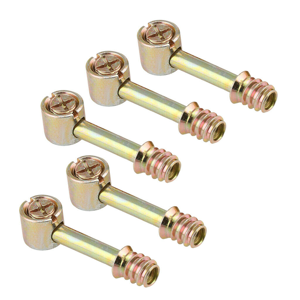 Furniture Cabinet Cam Fitting with Dowel and Pre-inserted Nut, 5 Set