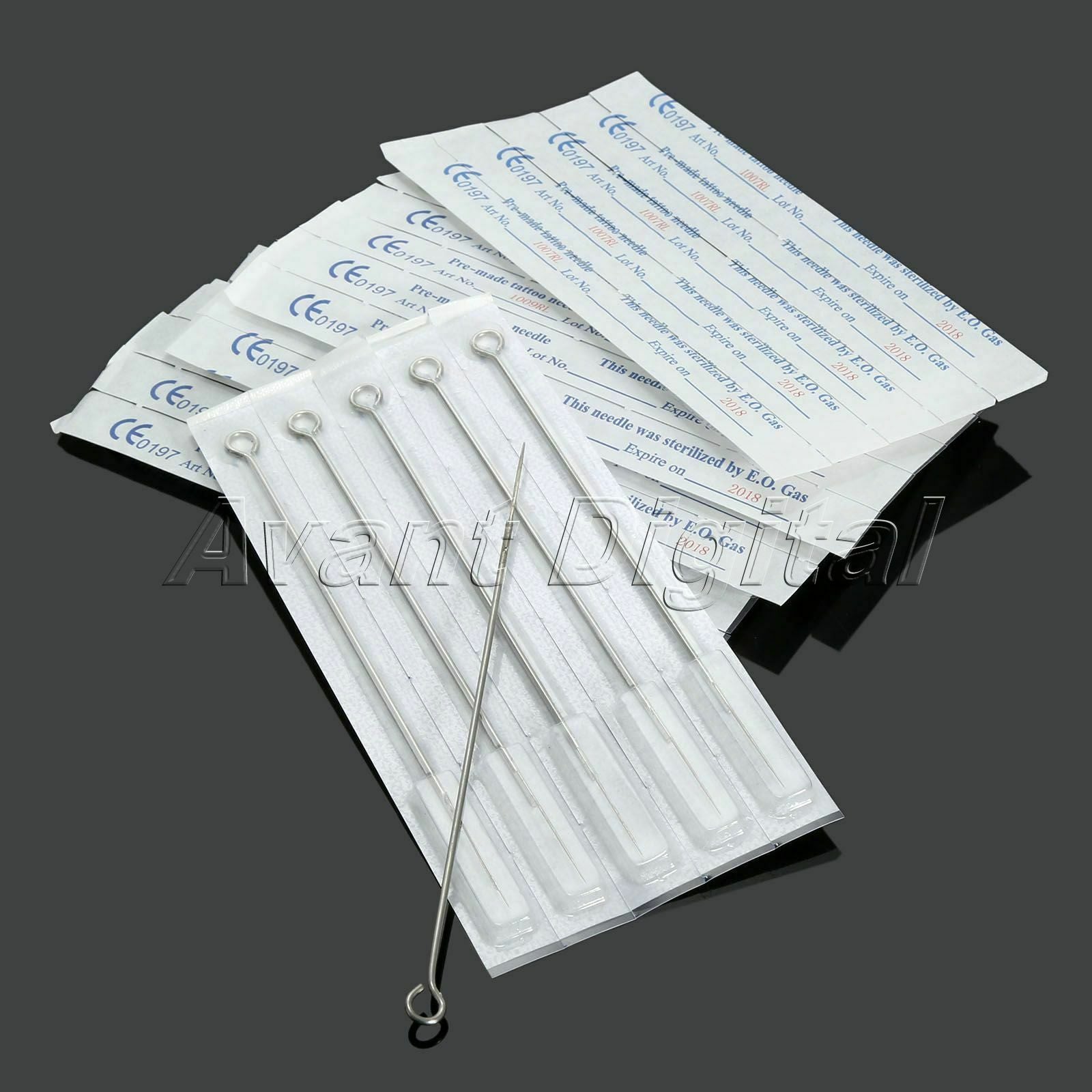 50Pcs Mixed Assorted Sizes Disposabale Tattoo Needles Round Liner 1/3/5/7/9 R