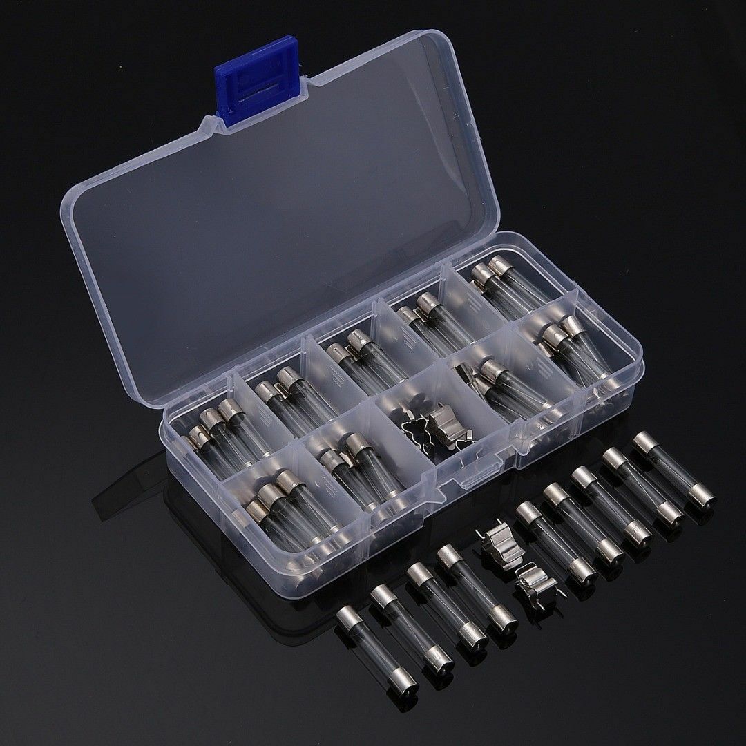 60tlg Sortiment Feinsicherungen Gerätesicherungen Glassicherungen 0,2-5A 6X30 mm