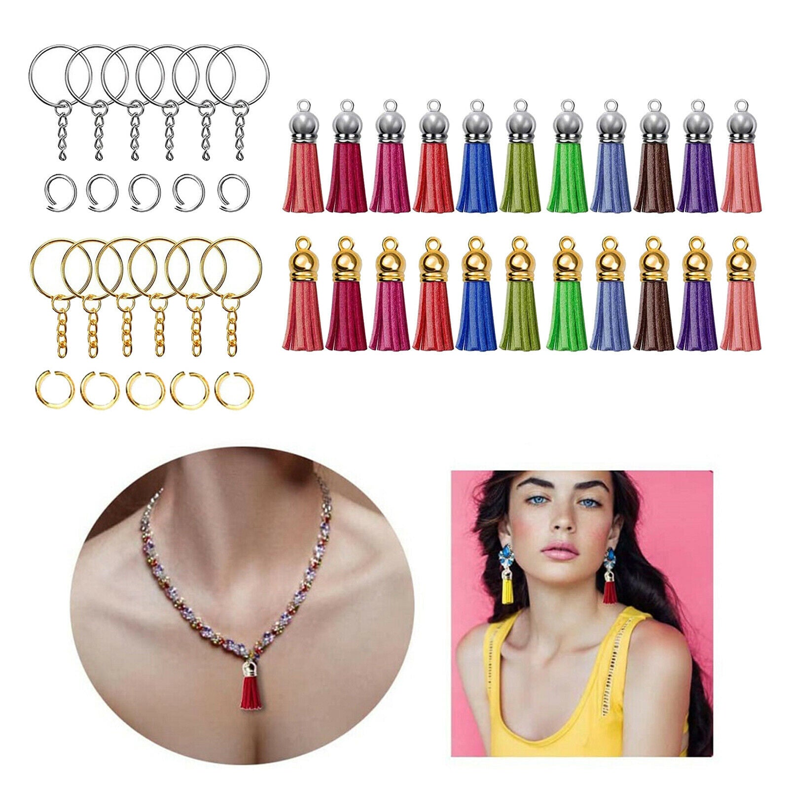 150Pcs 2 Inch Keychain Tassels Pendants Bulk for Handmade Keepsake Making
