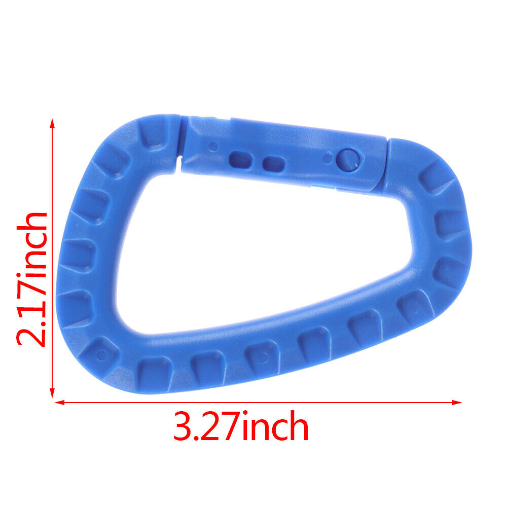 2 Pcs Plastic Carabiner D-Ring Key Chain Clip Hook Outdoor Camping Buckle Sn Kt