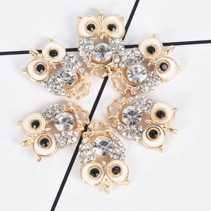 10Pcs/Set Alloy Crystal Owl Charms Pendant Jewelry Findings DIY Making Craft Fx