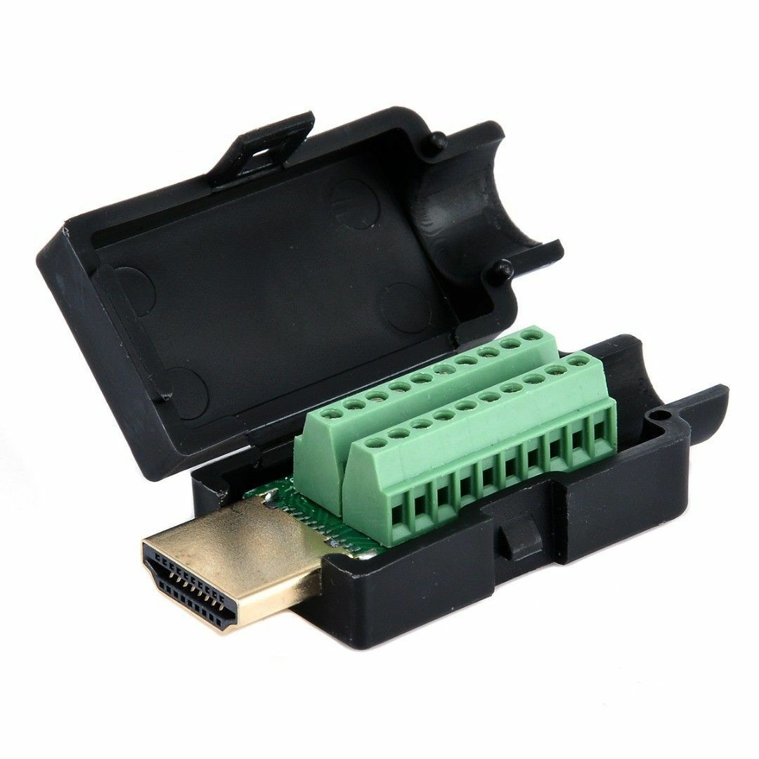 HDMI 19P Plug Breakout Terminals Solderless Connector With Black Cover Male l