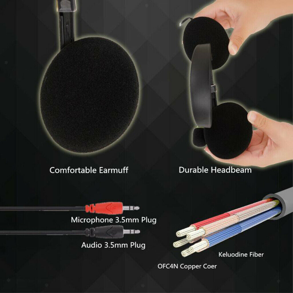 3.5mm PC Headset with Mic Noise Canceling Lightweight for Skype Call Centers