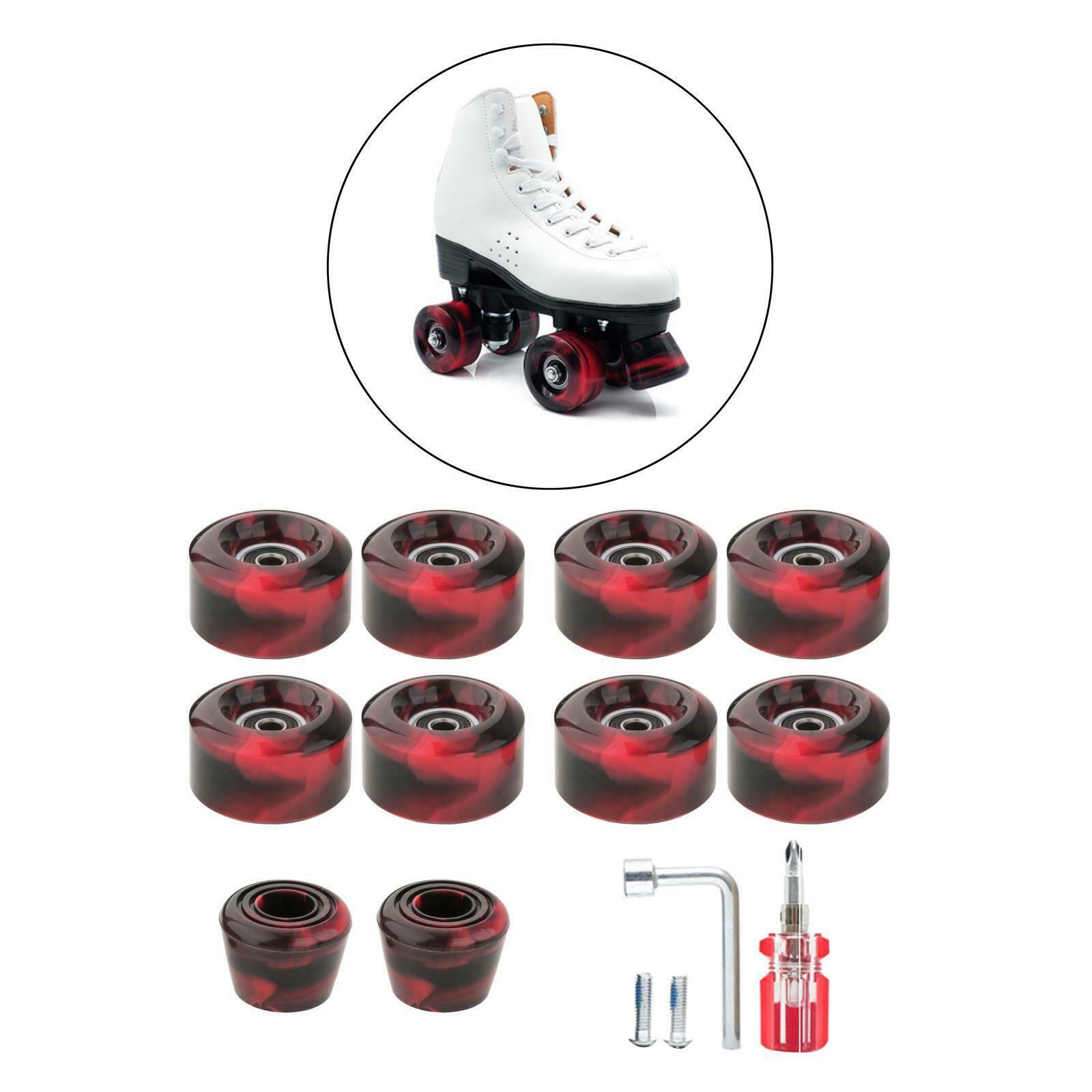 8Pcs Skate Wheels with Bearings PU Wheels Skating Accessories Red Black