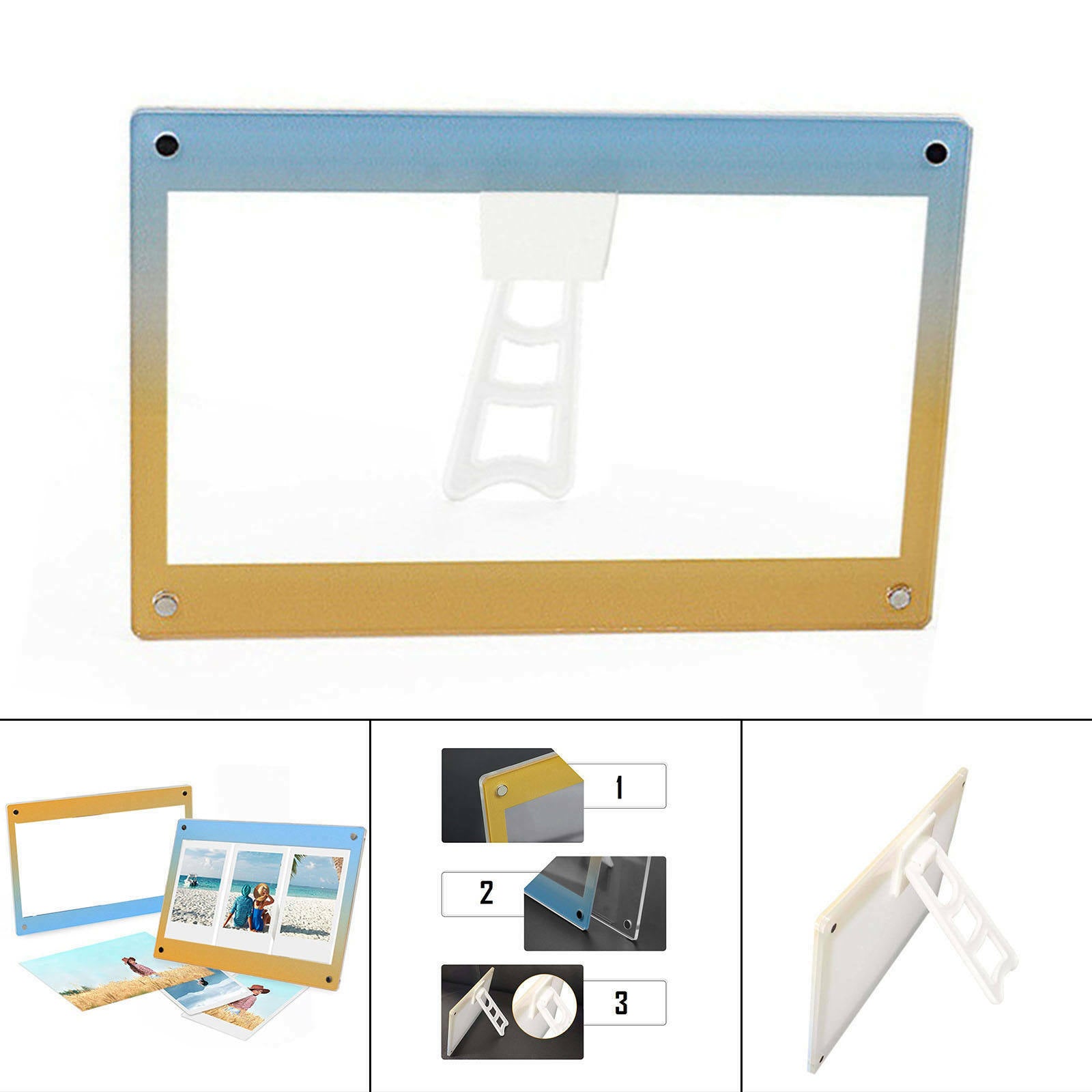 Acrylic Photo Frame Decorative for 3'' 6'' Photo Art Works Blue Yellow
