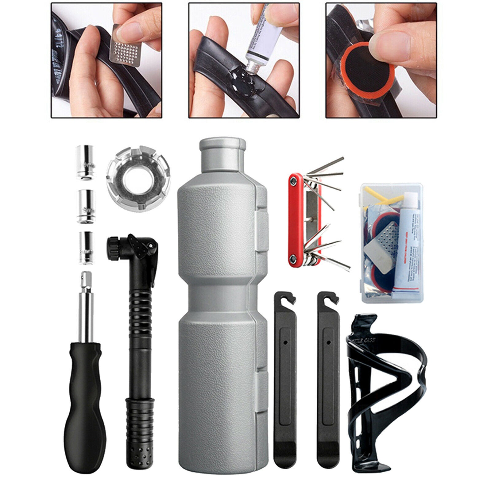 Bike Repair Tools Outdoor Tire Lever Puncture Repairing Handy Fixed Set