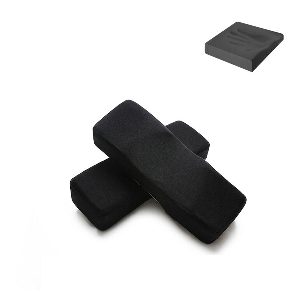 Black Comfy Office Chair Armrest Pads Soft Groove Design Anti-Slip Bottom