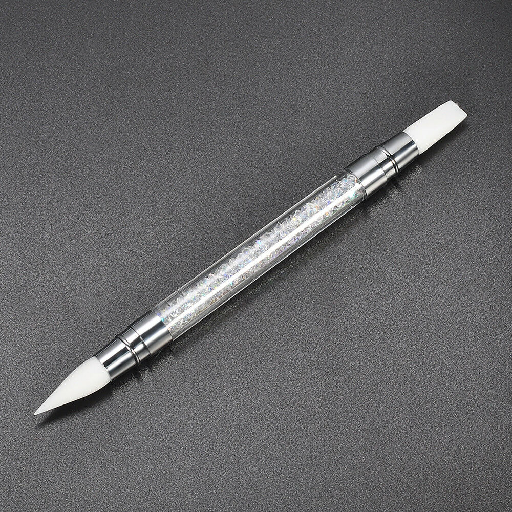 Nail Art Brush Pen DIY Silicone Head Rhinestone Carving Dotting Tool Double Side