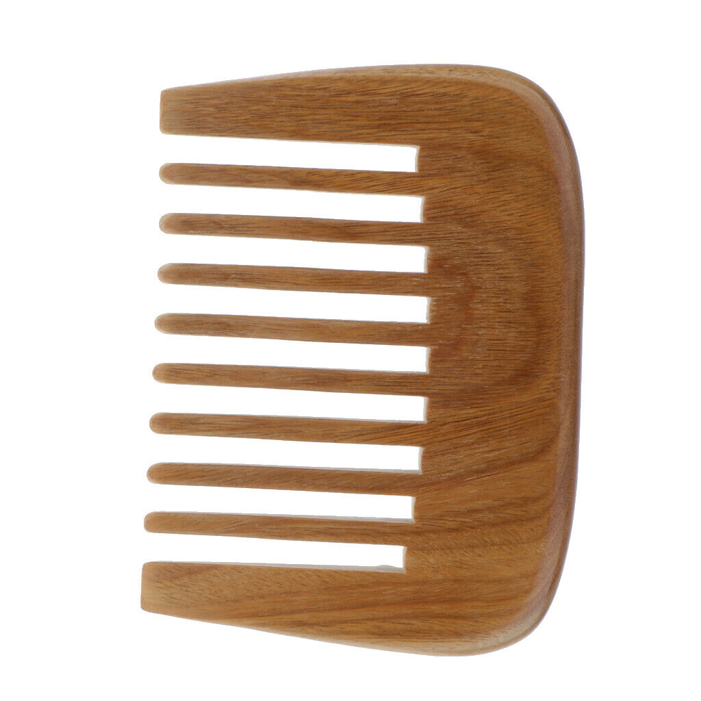 Wooden Large Wide Tooth Comb Detangler Brush Anti Static Green Sandalwood