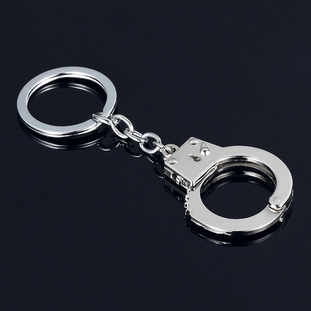 Beautiful Keyring Gadget Lover's Gift Double Handcuffs Metal Key Fob Keych.l8