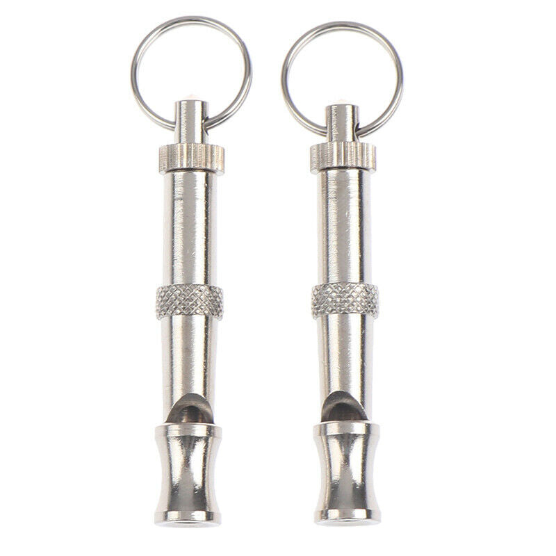 2 PCS SET  Pet Dog Training Whistle Dog Supplies SilverJ..l8