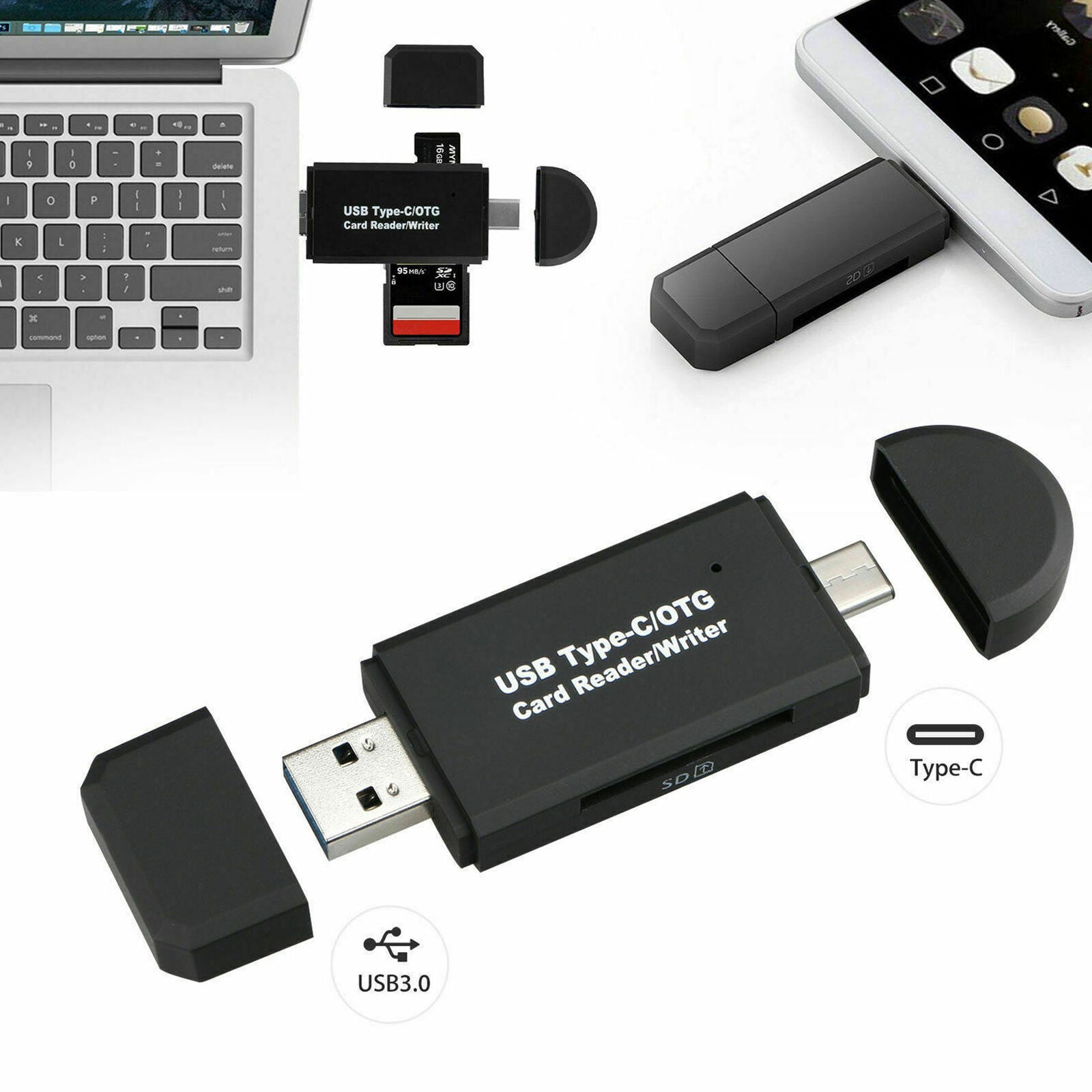USB C 3.0 Type C to USB3.0 OTG HUB Adapter USB/TF/SD Micro SD Memory Card Reader