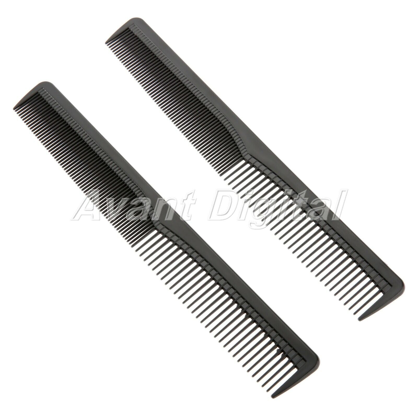 2PCS Black Plastic Hair Combs Barbers Salon Hair Thinning Cutting Accessory Kit