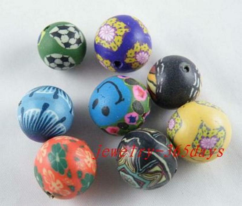 30pcs Clay Mixed Spacer Beads 12-16mm