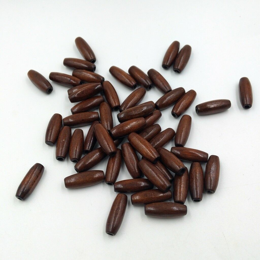 50 Unique Wood Oval Long Tube Loose Spacer Beads Bracelet Making8x23mm