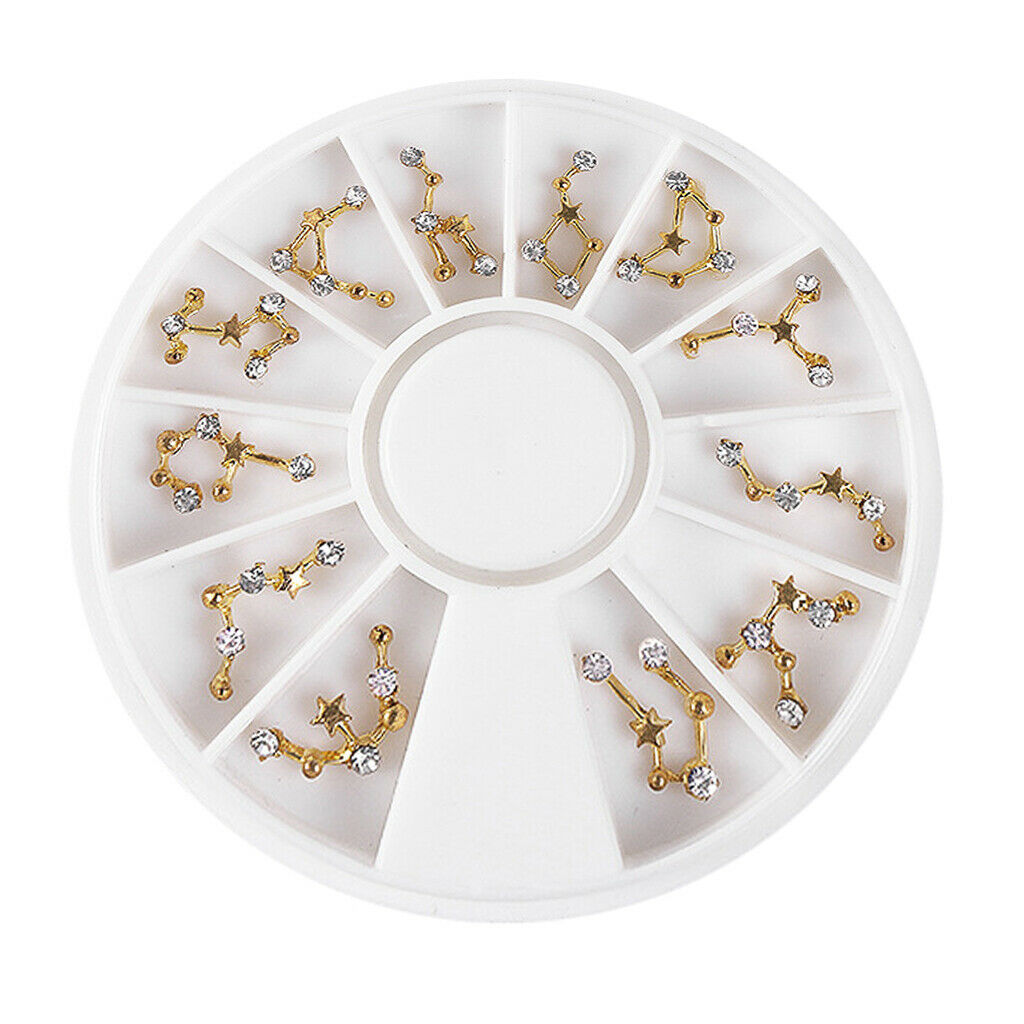 12x Nail Art Decoration Golden Shiny Constellations Natural Nails Jewelry