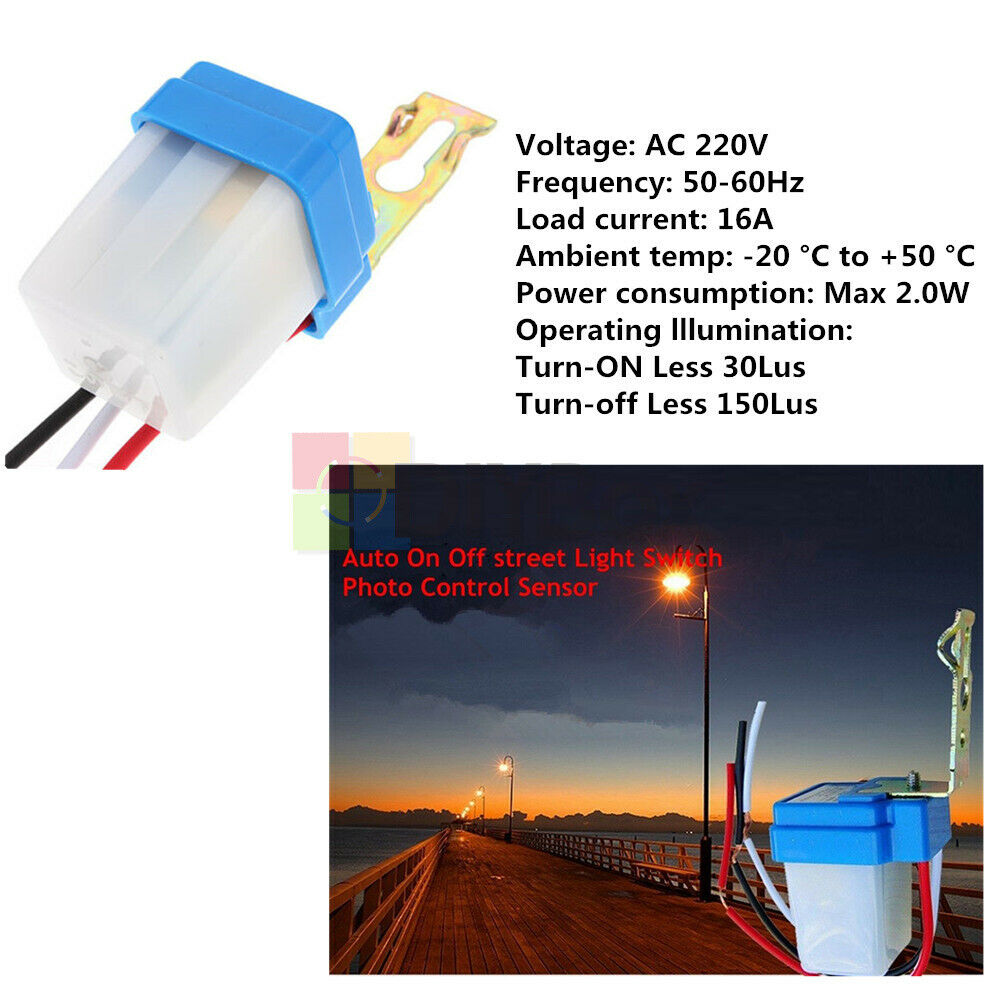 Automatic Street Light Lighting Switch Electric Auto Operated Control 10A AC220V