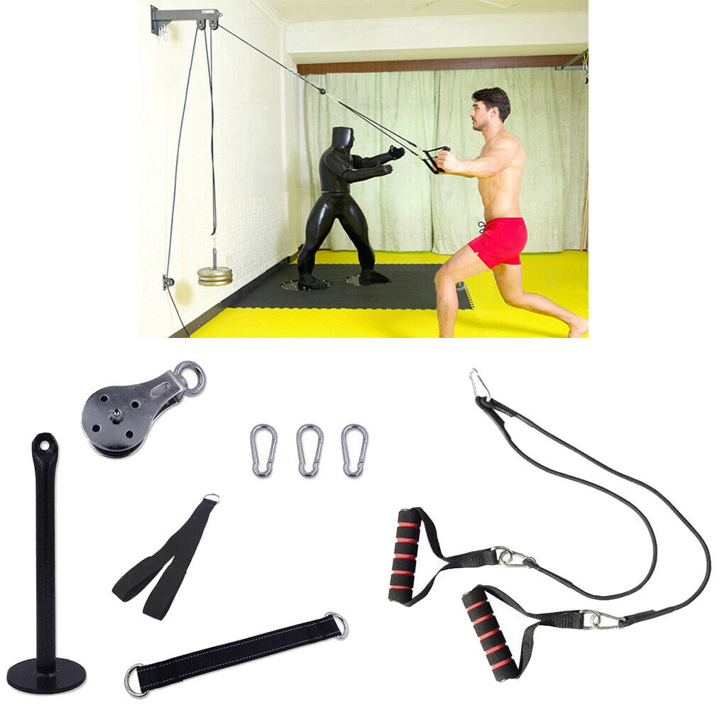 Fitness Pulley Cable Machine Attachment LAT System Kit Loading Pin Pulldown Rope
