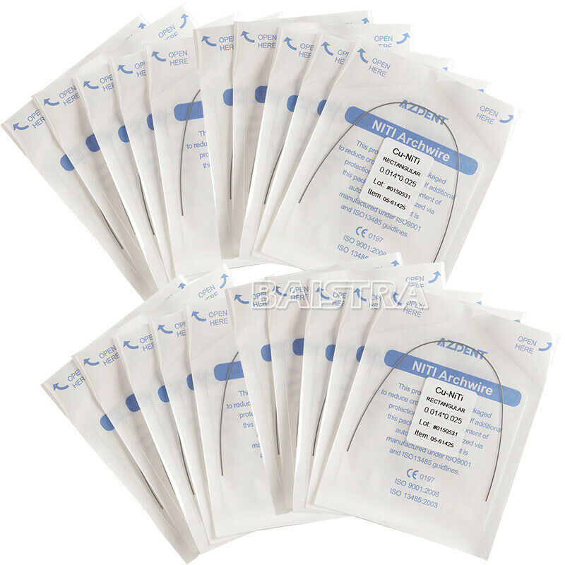 50X Dental Cu NiTi Copper Nickel Titanium Rectangular Arch Wires 0.014*0.025