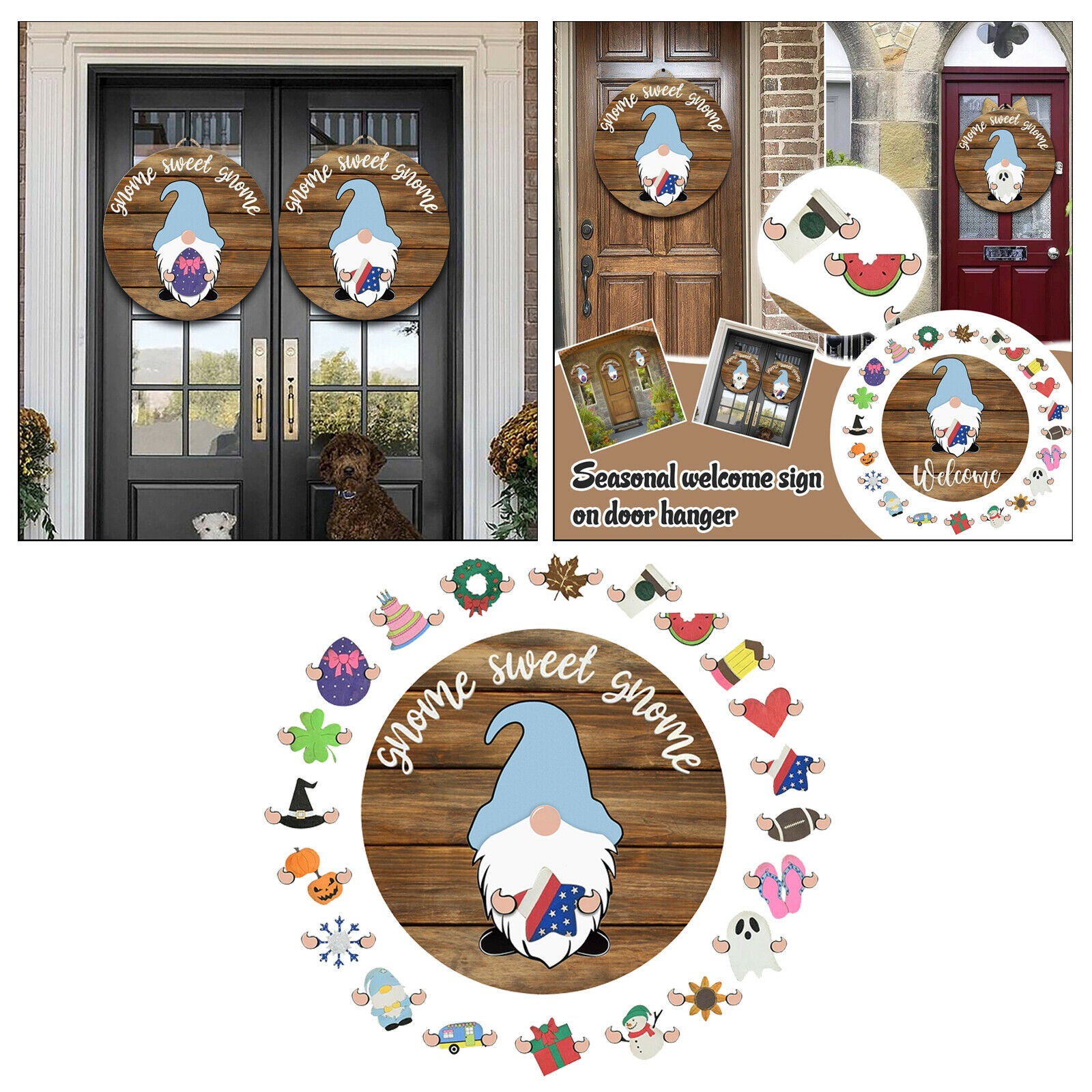 Seasonal Welcome Door Sign Garland Christmas Easter Halloween Holiday Decor