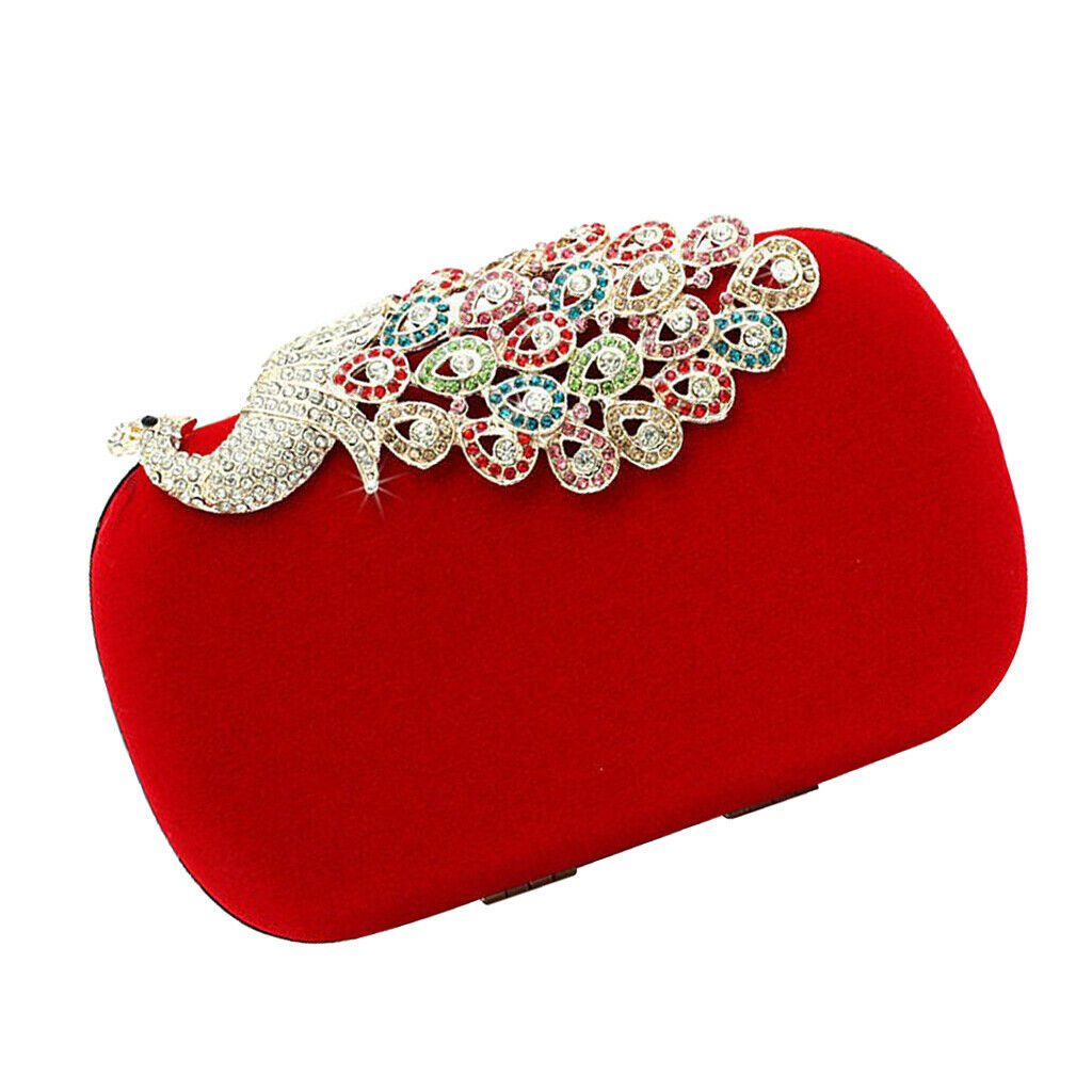 Womens Fashion Peacock Evening Bag Party Cluth Purse Handbags Shoulder Red