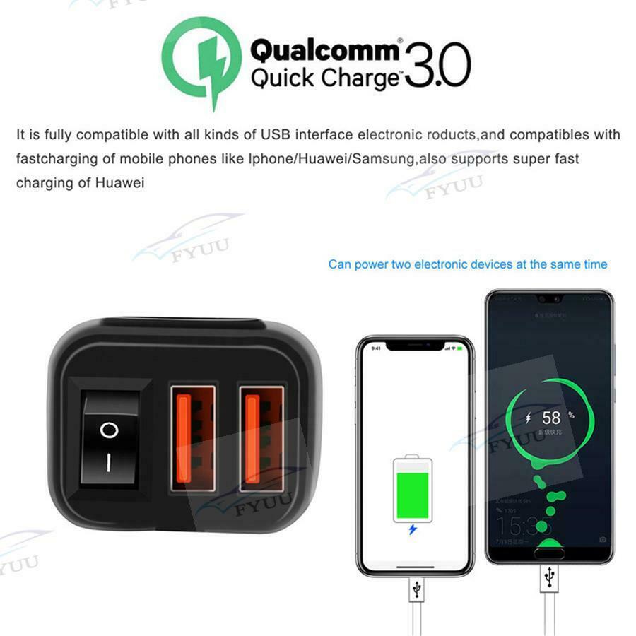 Dual USB Motorcycle QC3.0 Fast Charging 12V Motor Phone Charger w/ Voltmeter