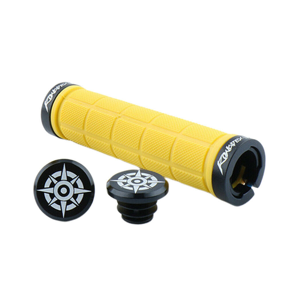 Bike Handlebar Sleeve Rubber Bicycle Lock on Anti slip Grip Yellow Lattice