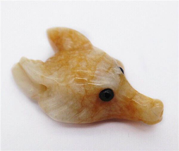 38x25x11mm Natural Yellow Jade Carved Fox Head Statue Healing Decoration HH8121
