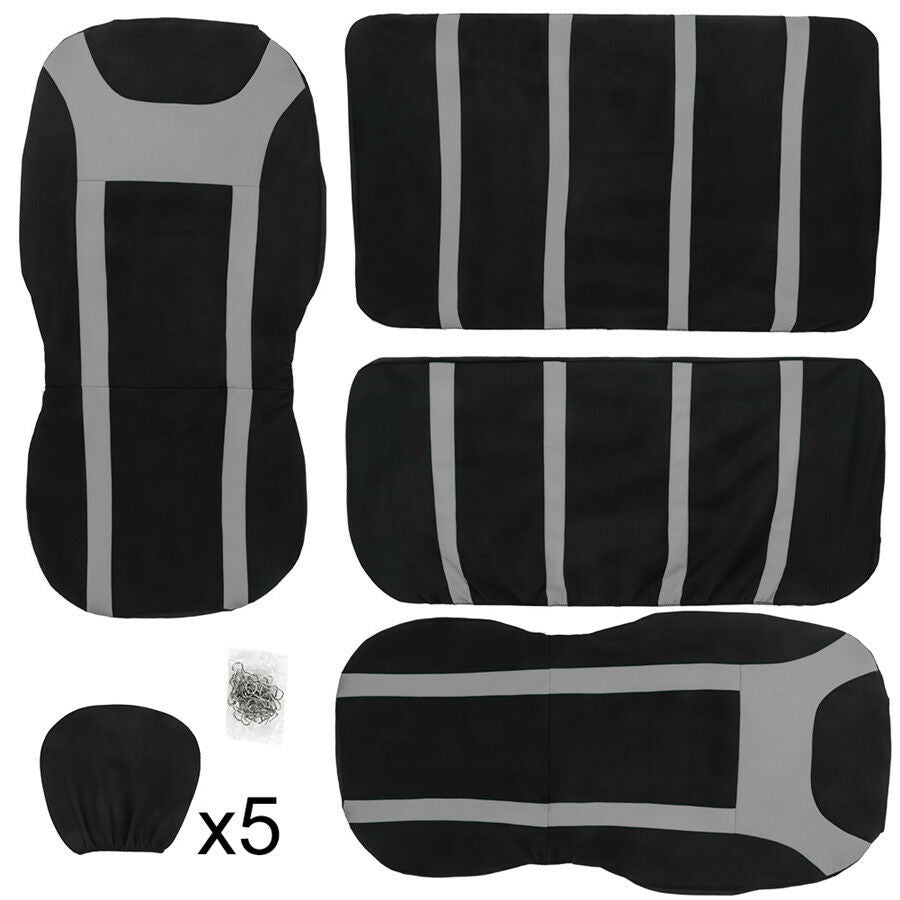 9 PCS Car Seat Cover Set Fit Most Car Interior Accessories Grey Seat Covers