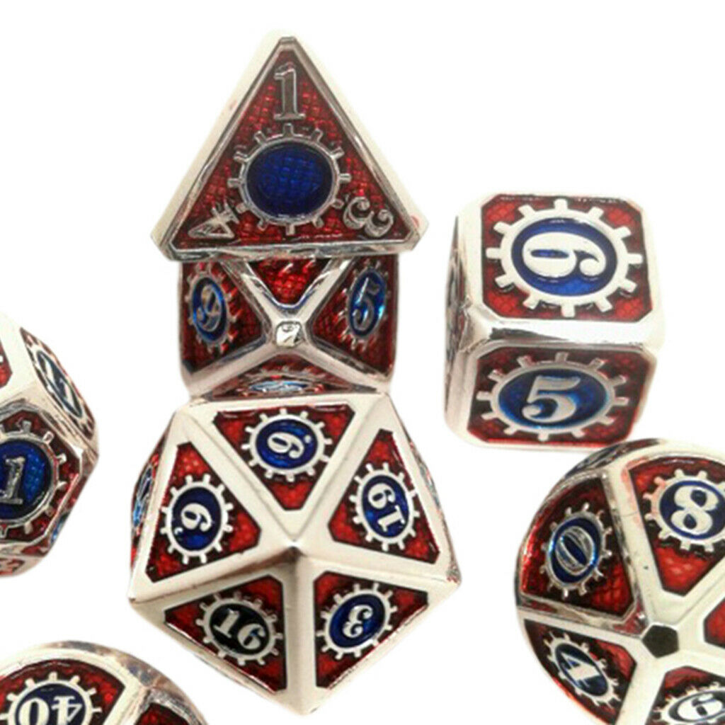 7x Polyhedral Metal Dice for Dragon Scales DnD D&D RPG Board Games Dices 24