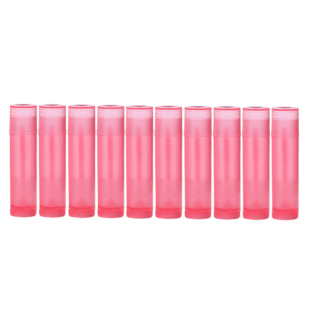 20x Empty Portable DIY Lip Balm Tubes Lip Moisturizer Bottles W/ Lid Clear+Pink