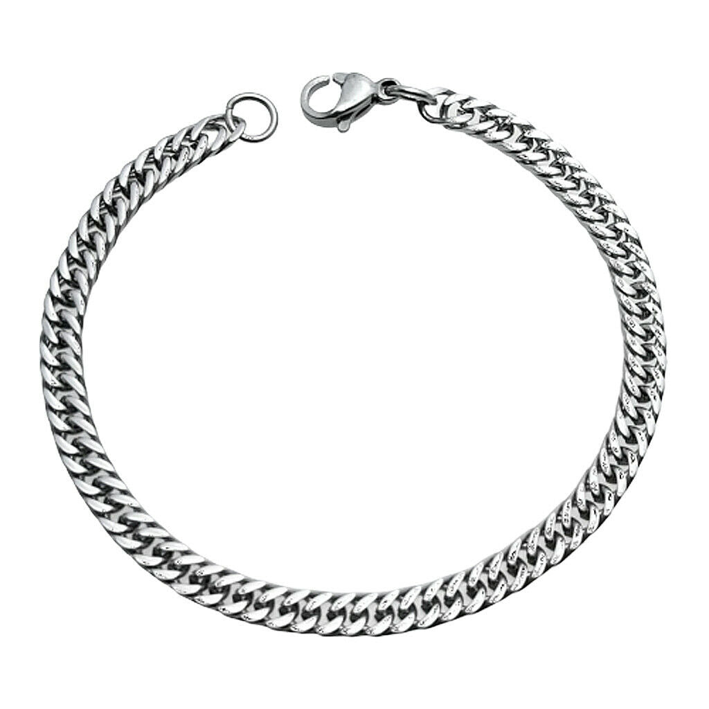 4x Fashion Cuban Curb Chain Bracelet Boys Punk Rock Hip-Hop Wrap Cuff Bangle