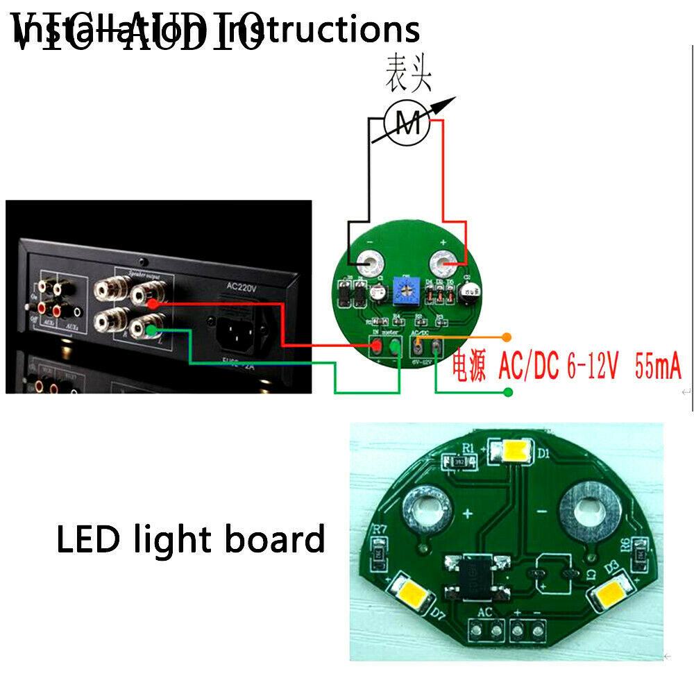 2Pcs Panel Meter 500VU Yellow Backlight + 2Pcs VU Meter Driver Board DC/AC 6-12