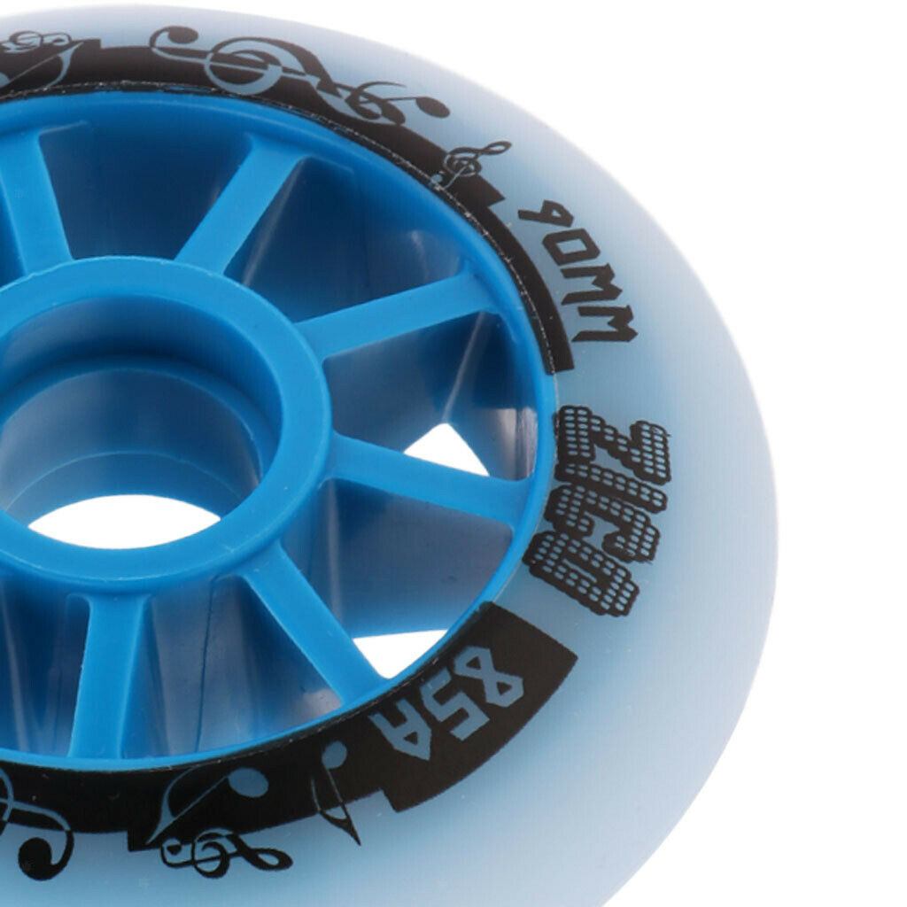 2X Outdoor PU Roller Inline Skates Wheel Replacement Racing Wheels 90mm Blue