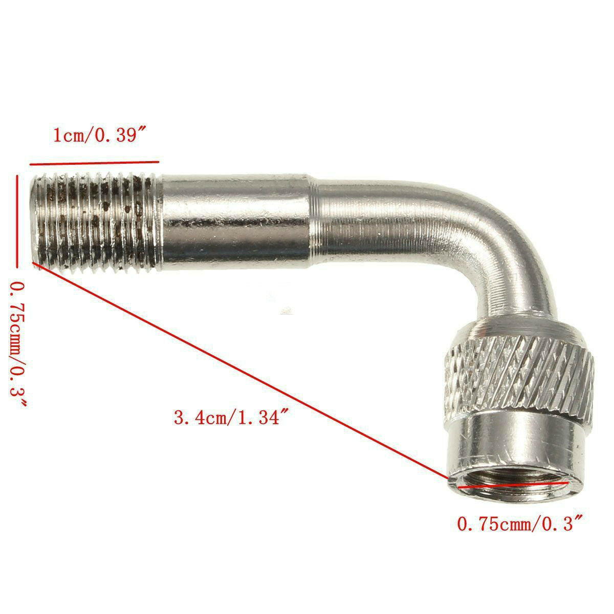 2x CAR MOTORBIKE TYRE VALVE EXTENSION ADAPTOR 90 DEGREE ANGLE SILVE WL.l8