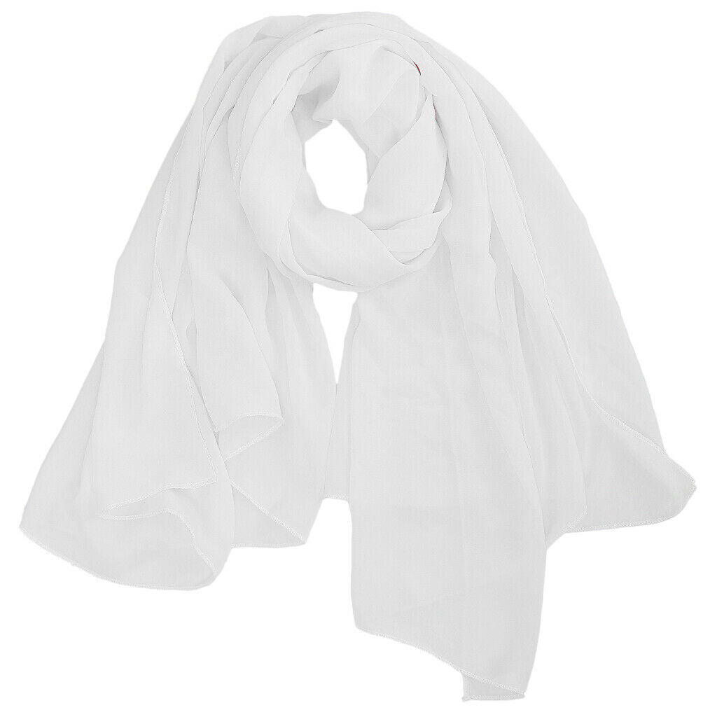 Women Large Chiffon Swimwear Pareo Scarf Beach Cover-Up Wrap Sarong White