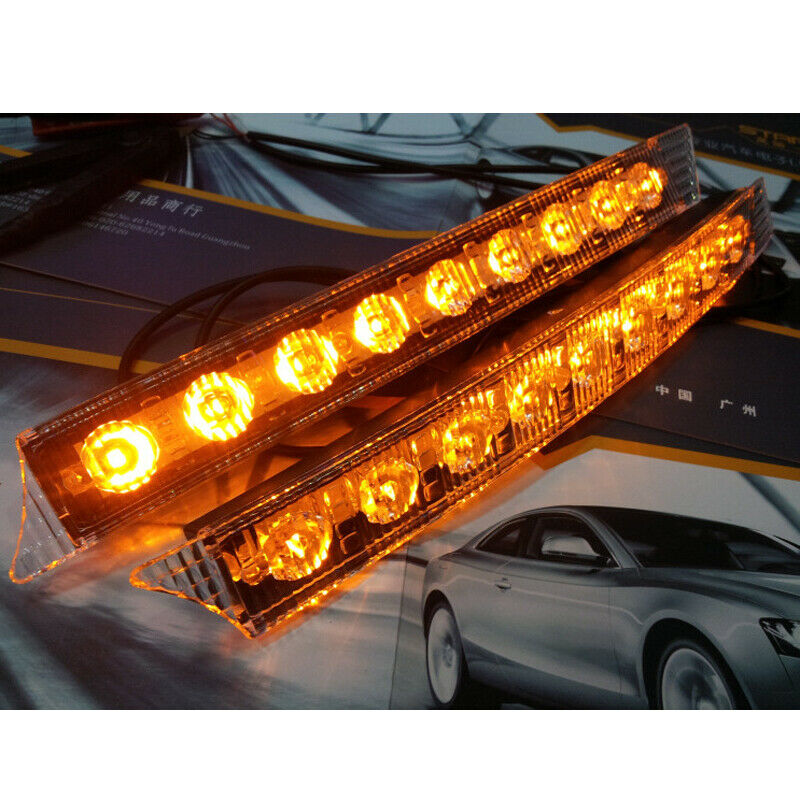 2PCS Car SUV 9 LED Daytime Running Lights Flashing Lamp Strip with Turn Signal