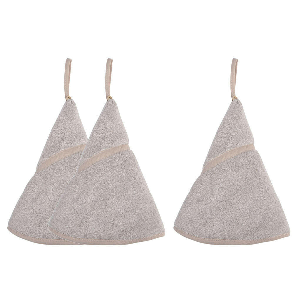 3x Luxury Cotton Hand Face Towel Wash Cloth Hanky with Hanging Loop Brown